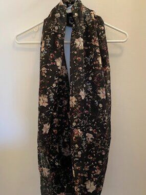 Floral Black Scarf